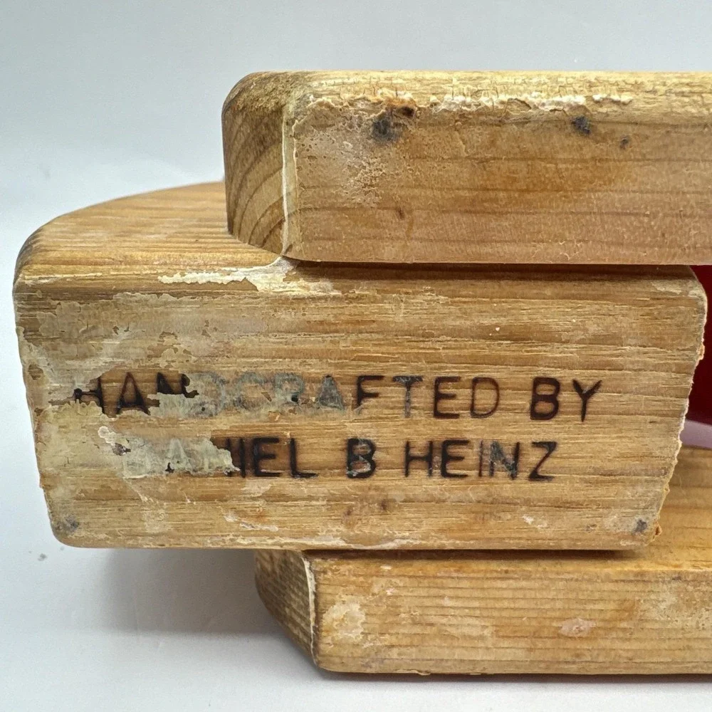 Vintage Wood Wooden Pencil Pen Desk Organizer Holder & Note Holder Handmade Bear